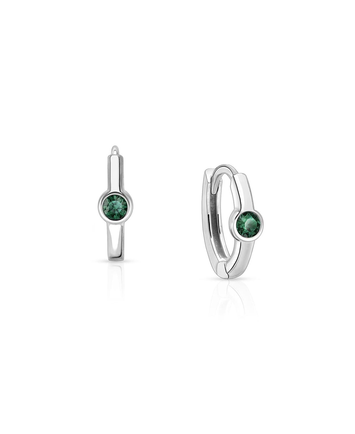 Tiny Blessings Girls' Sterling Silver 9mm Birthstone Huggie Hoops Earrings