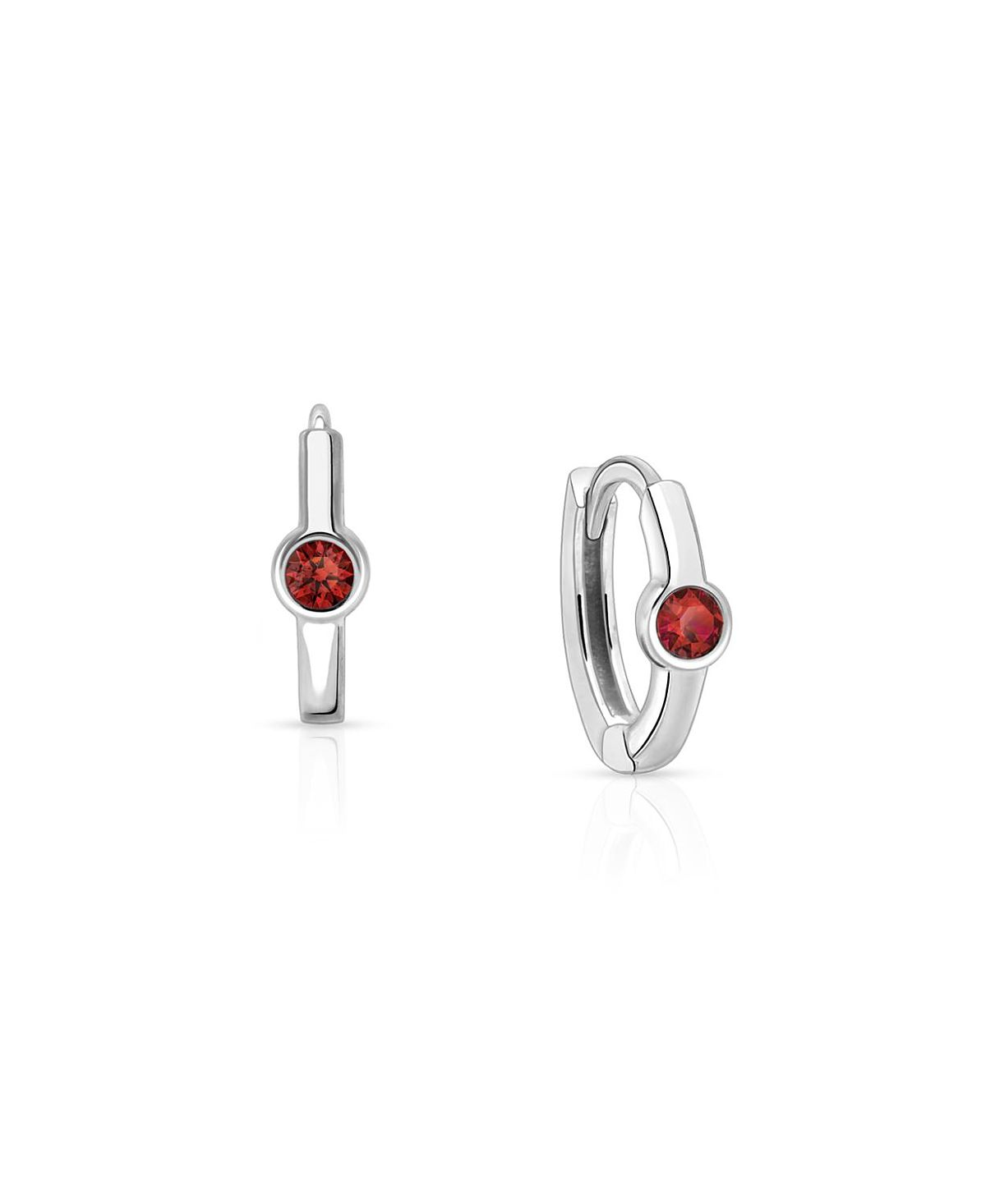 Tiny Blessings Girls' Sterling Silver 9mm Birthstone Huggie Hoops Earrings
