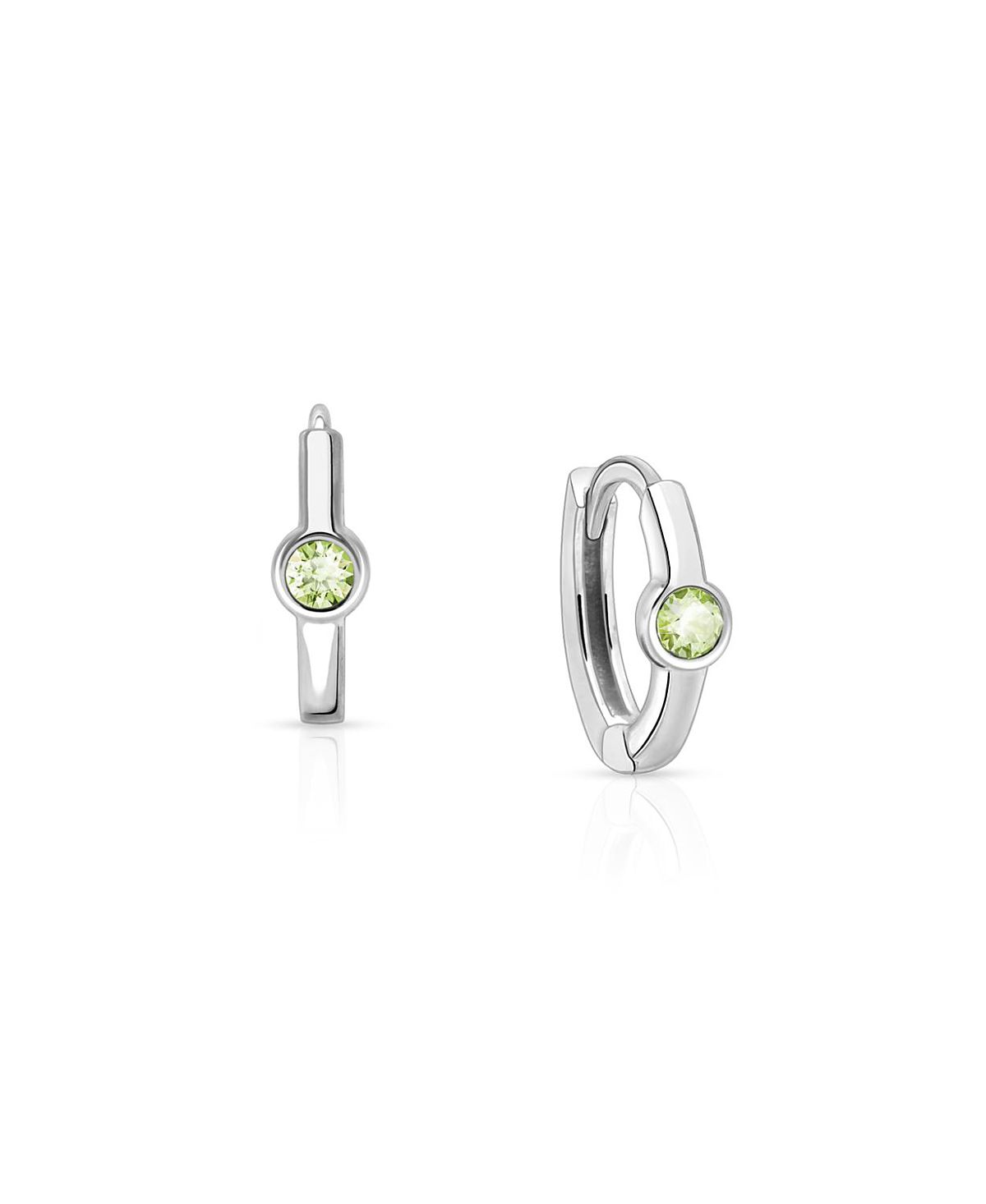 Tiny Blessings Girls' Sterling Silver 9mm Birthstone Huggie Hoops Earrings