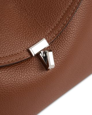 T-Lock Grained-Leather Convertible Clutch in Sienna