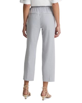 Linen Blend Mid Rise Tapered Pull On Pants  