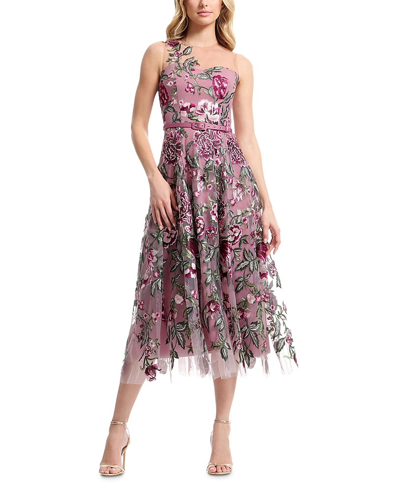 Dress the Population Rosemary Sweetheart Belted Illusion Dress