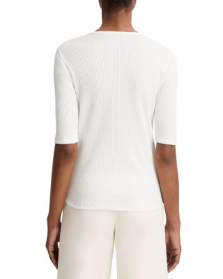 Ribbed Elbow Sleeve Henley 