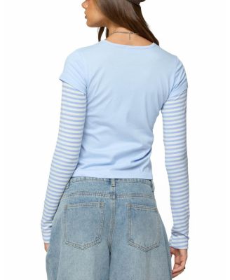 Stripey Layered Long Sleeve T Shirt