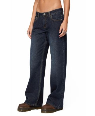  Raelynn Dark Rinse Washed Low Rise Baggy Jeans