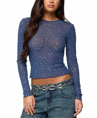 Anari Rhinestone Mesh Top
