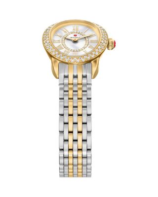 Serein Oval Diamond Two Tone 18K Gold-Plated Watch, 24mm x 27mm