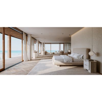 Overlap Upholstered Bed, Light