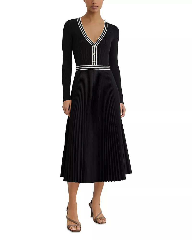 Reiss Gaia Knit Woven Mix Dress