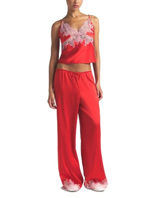 Silk Blend Lace Hem Pants