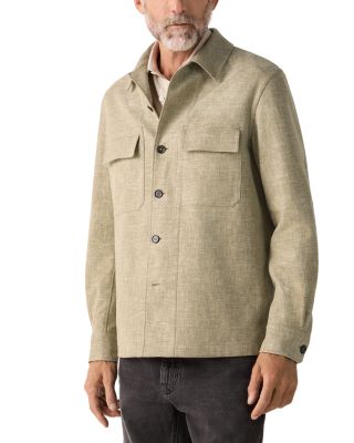 Crossover Linen Wool & Silk Blend Overshirt