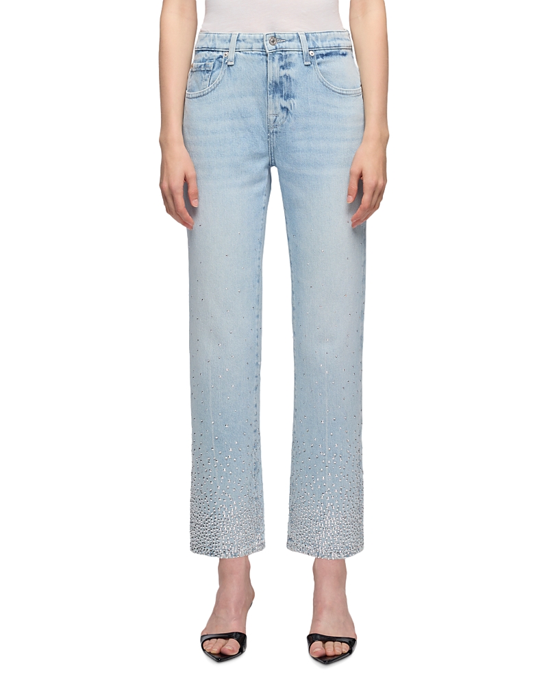 7 For All Mankind Calie Mid Rise Straight Ankle Jeans in Luminous Blue