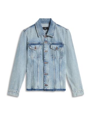 Cinched Denim Trucker Jacket in Blue Erosion