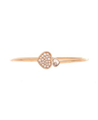  Happy Diamonds Heart Cuff Bracelet 18K Rose Gold with Pave Diamonds and 1 Floating Diamond