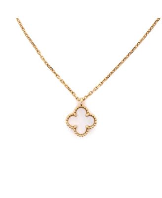 Sweet Alhambra Pendant Necklace 18K Gold and Mother of Pearl 15.75"
