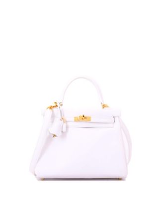 Kelly 25 Handbag White Swift with Gold Hardware
