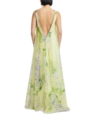 Yumei Silk Embellished Open Back Gown