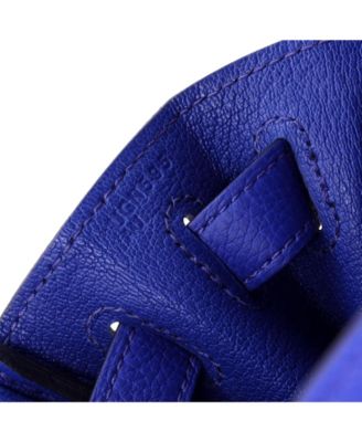 Kelly 28 Handbag Blue Togo with Palladium Hardware