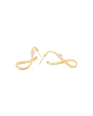 18K White & Yellow Gold Marrakech Diamond Chain Link Hoop Earrings