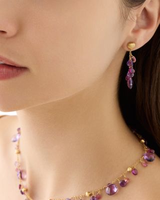 18K Yellow Paradise Multi Gemstone Chain Drop Earrings