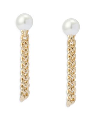 Lex Imitation Pearl Swag Chain Front To Back Earrings 