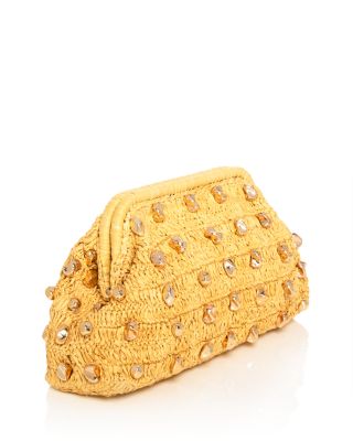 Galia Studded Raffia Clutch