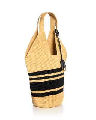 Leah Medium Striped Raffia Hobo Bag