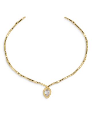 Asterales Floating Cubic Zirconia Structured Collar Necklace, 5" 