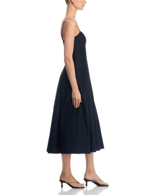 Sateen Pleated Midi Dress