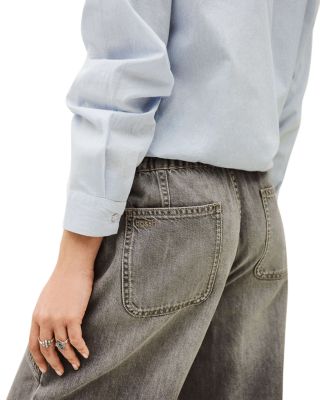 Yima Drawstring Wide Leg Jeans in Grey