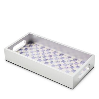Violet Check Glass Vanity Tray