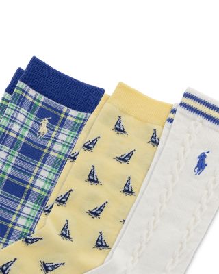 Boys' Sailing Bear Socks, 3 Pack - Little Kid, Big Kid