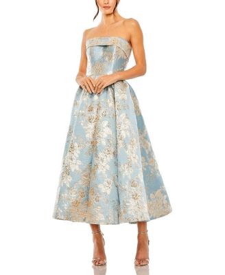  Petite Strapless Brocade Midi Dress with Pockets