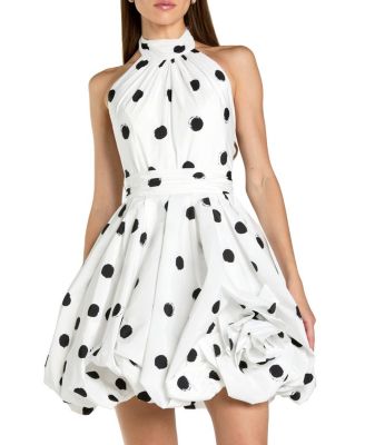 Satin Halter Neck Sleeveless Bubble Hem Mini Dress