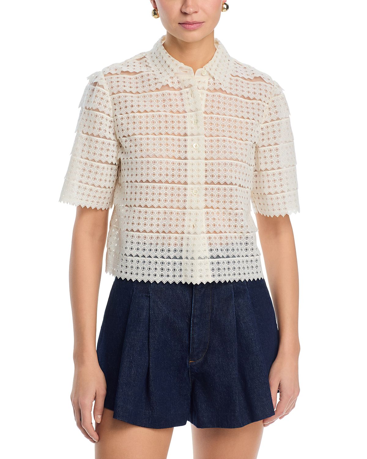 Frame The Lattice Crochet Top