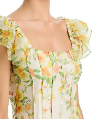 Floral Print Button Front Dress - Exclusive 