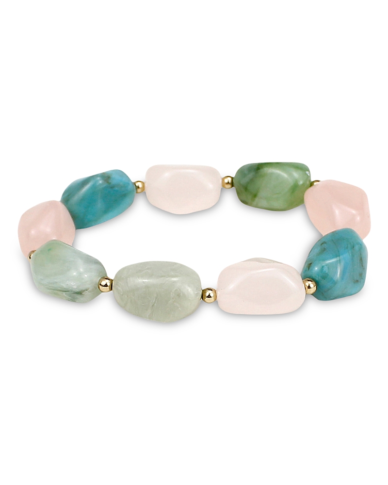 Aqua Chunky Bead Stretch Bracelet - Exclusive