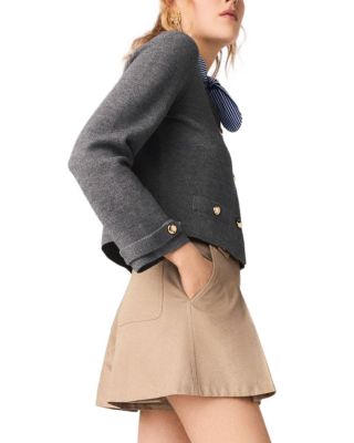 Removable Striped Collar Cardigan