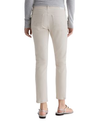 Mari Mid Rise Slim Straight Crop Jeans in Pumice