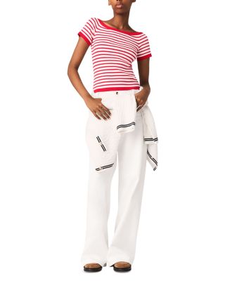 Striped Knit Boat Neck Top