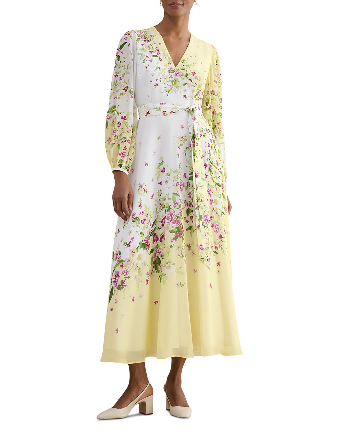 Hobbs London Petites Ariel Silk Floral Dress