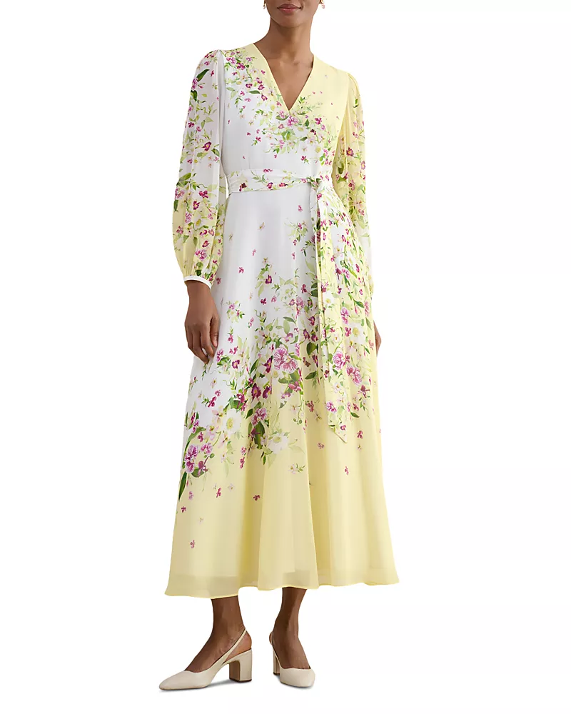 Hobbs London Petites Ariel Silk Floral Dress