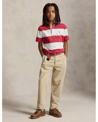 Boys' Striped Cotton Short Sleeved Rugby Shirt - Big Kid