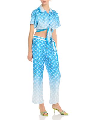 Silk Cropped Knotted Shirt