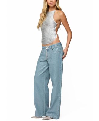  Jenney Shiny Low Rise Baggy Jeans