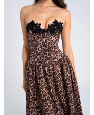  Uchenna Cheetah Print Stretchy Strapless Midi Dress