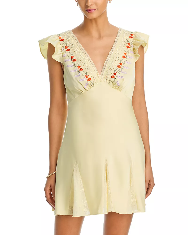 Aqua Lace And Embroidery Trim Dress - Exclusive