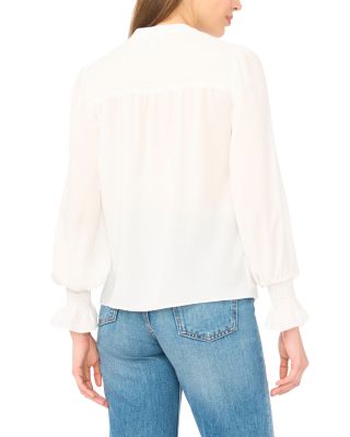 Half Placket Smocked Top