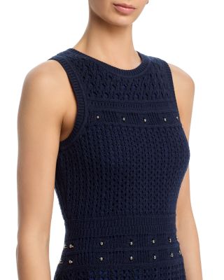 Beaded Fringe Knit Shell Dress