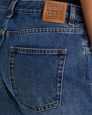 Twisted Seam Denim Jeans in Washed Blue